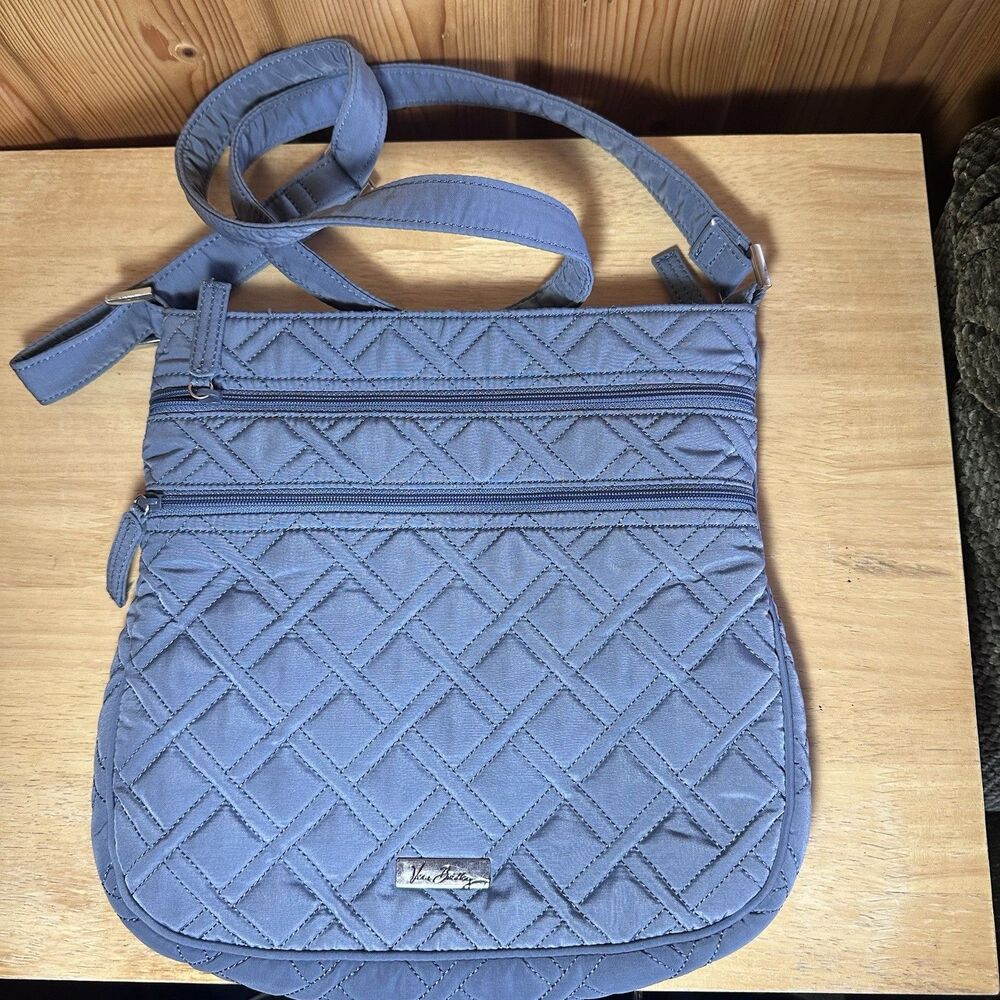 Vera Bradley Blue Quilted Triple Zip Hipster Crossbody Bag